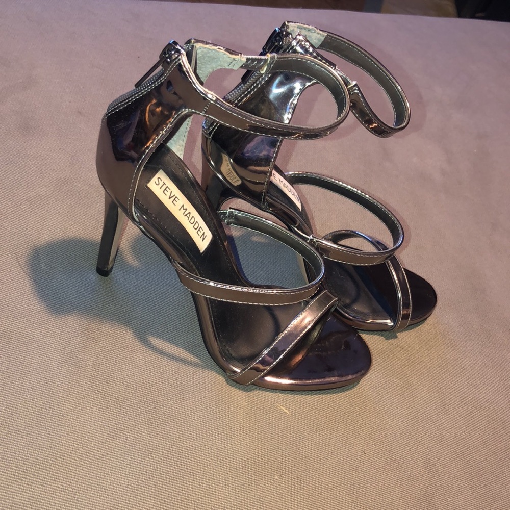 Steve Madden Pewter Metallic Feelya Heels Size 7M - Picture 5 of 8